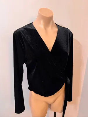 Abercrombie & Fitch Black Velvet Wrap Top Shirt XL thumbnail 3