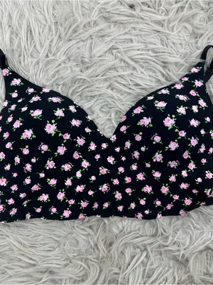 Victoria's Secret Pink Two Piece Bra Bundle Size Medium Floral Velvet thumbnail 3