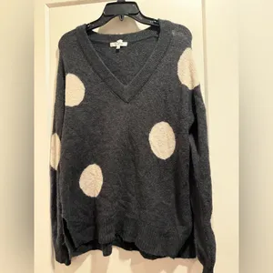 Madewell Polka Dot Wool Alpaca Blend V-Neck Sweater Size‎ M thumbnail 3