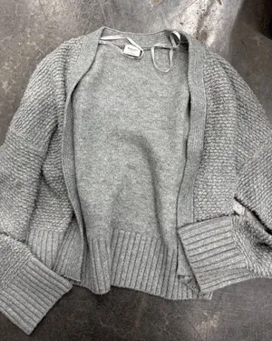 Abercrombie & Fitch Light Gray Open-Front Knit Cardigan thumbnail 1