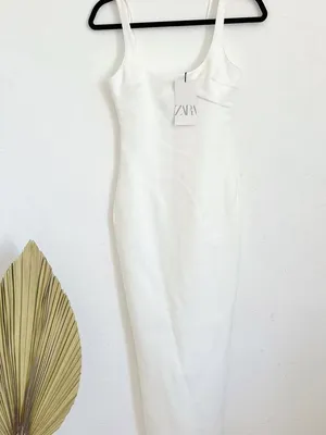 ❗️NWT ZARA White Fitted Midi Dress White Sleeveless Dress, Size L 🔼 thumbnail 4