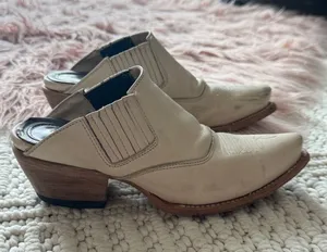Freebird by Steven Cream Leather Western Slip-On Mules thumbnail 1