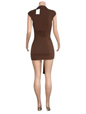 NBD Nicolette Mini Dress, Chocolate Brown, Small thumbnail 7