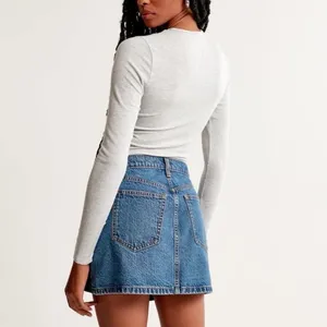 Abercrombie & Fitch High Rise Denim Mini Wrap Skirt thumbnail 2