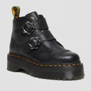 Dr. Martens Denon Flower Buckle Platform Boots Black Size 8 thumbnail 1
