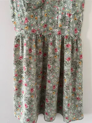 Sage Green Ditsy Floral Mini Dress Large Cottagecore Romantic Sundress Casual thumbnail 3
