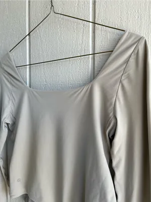 Lululemon Wundermost‎ Nulu Square Neck Long Sleeve Bodysuit Riverstone Gray M thumbnail 6