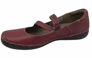 Vionic Judith Flat Mary Jane‎ Women 7 Red Burgundy Leather Orthaheel Support thumbnail 1