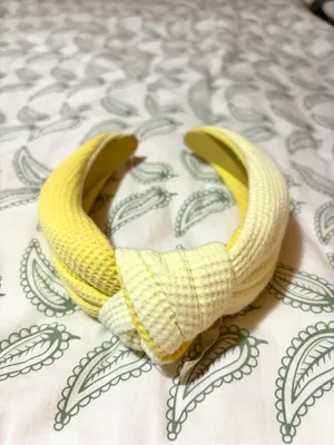 Anthropologie Pale Yellow Waffle Two Tone Knot Headband OS NWT thumbnail 5