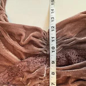 Velvet Romper Lace Trim Boho Festival Bell Sleeve Mauve Brown Festival Trendy S thumbnail 11