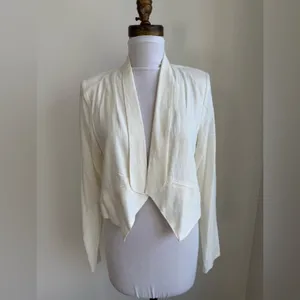 Lulus Miss Punctuality Ivory Cropped Lightweight Linen Blazer Small thumbnail 4