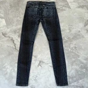 Hudson USA Nico Super Skinny Midrise Jeans 26 Bright Blue Black‎ Snake Print thumbnail 2