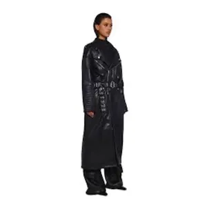 Dolls Kill Current Mood NWT Circuit Breaker Moto Trench Coat Sz XL Vegan Leather thumbnail 2