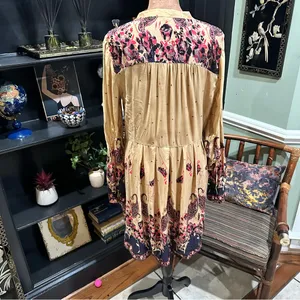 Free People Sierra Valley Shirt Dress – Gold Combo, Paisley Floral, Size Medium thumbnail 12