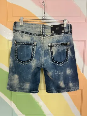 Miss Me Y2K Embellished Denim Bermuda Shorts Sz 25 Western Distressed 👽🧡 thumbnail 2