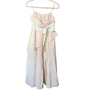 GUNNE‎ SAX By Jessica Mcclintock Pink Long Dress Size 6 Bow Asymmetrical Ruffle thumbnail 2