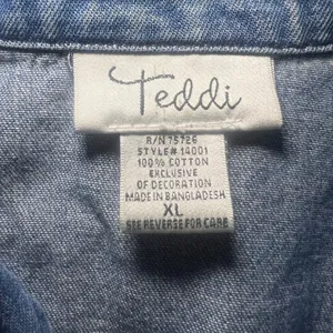 VTG 90s Teddi‎ Denim Button Up Jacket Embroidered Collar Pockets Blue Womens XL thumbnail 9