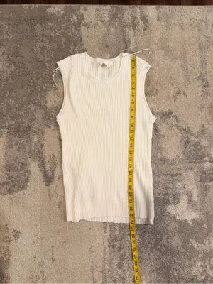 Cyrus Cotton Ribbed Off White Tank Top thumbnail 6