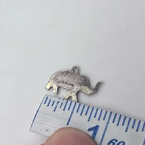 Vintage Women's Elephant Sterling Silver Trunk Up‎ Silver Tone Necklace Pendant thumbnail 5
