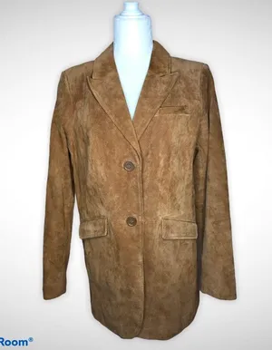 Dennis by Dennis Basso genuine leather jacket blazer Women’s size medium brown thumbnail 5
