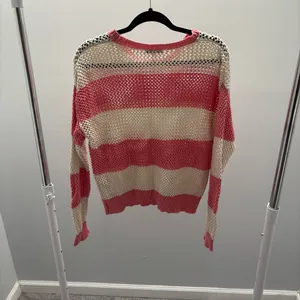 Z Supply Pink & Cream Broadbeach Striped Open-Knit Crewneck Sweater thumbnail 5