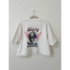 Vintage HDT Diesel Motorcycles USA Cropped Graphic T-Shirt Women's Oversized thumbnail 3