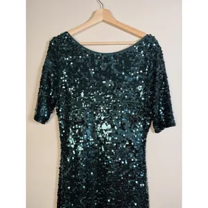 BCBGMAXAZRIA All Over Sequin Gown Jade Green Showgirl‎ Maxi Dress Formal Stretch thumbnail 2