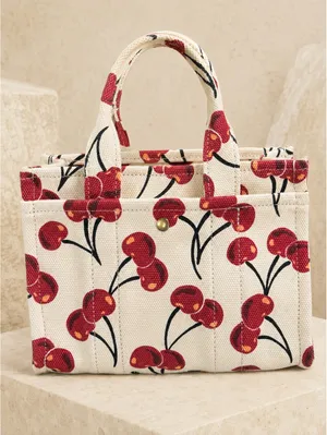 Coach Small Tote Bag Cherry Print Canvas Handbag thumbnail 2