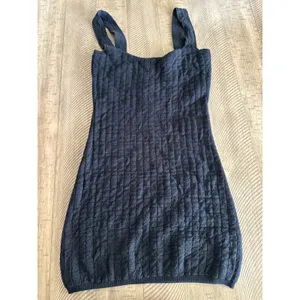 Free‎ People FP Beach Short & Sweet Black Textured Henley Mini Dress XS thumbnail 2