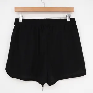 Shorts Womens Medium Black Waffle Knitted Ribbed Slash Pockets Drawstring Waist thumbnail 5
