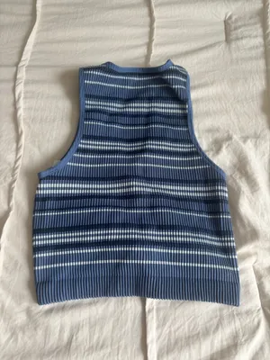 Blue Striped Aerie Cropped Tank thumbnail 2