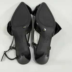 INC International Concepts Winnetp Black Crinkle Bow Slingback Kitten Heels 7.5M thumbnail 5