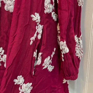 FREE PEOPLE Emma Embroidered Mini Swing Open Back Dress Boho in Magenta Size S thumbnail 7