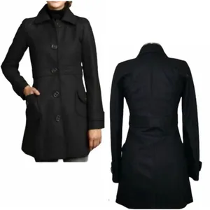 Anthro Tulle Dark Academia Navy Wool Blend Peacoat Minimalist City Chic Jacket S thumbnail 2