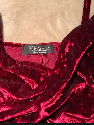 Joe & Elle Wine Red Velvet Asymmetrical Slip Dress thumbnail 2