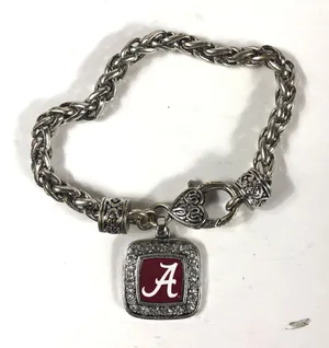 University of Alabama Silver Tone Bracelet 7.75" Long Heart Lock Closure thumbnail 1
