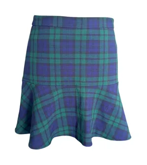 Vineyard Vines Plaid Mini Skirt Navy Green Black Watch Tartan Flounce Hem High‎ Waisted Preppy thumbnail 1