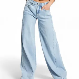 Vervet Light Blue Wide-Leg Super Flare Palazzo Jeans Side Seams thumbnail 2