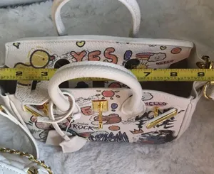Vegan leather Designer Inspired handbag White thumbnail 9