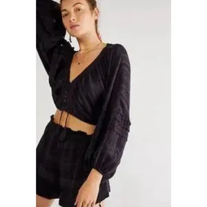 Free People Paloma Blue Boho Embroidered High Waist‎ Shorts XS thumbnail 11
