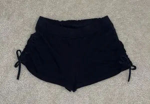 Drawstring Ruched Black Booty Shorts thumbnail 3