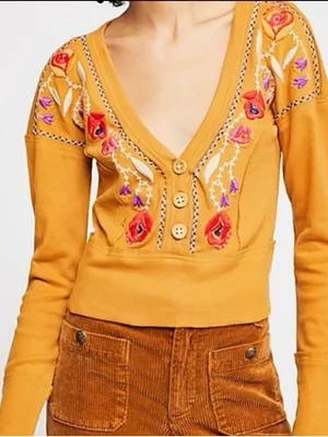 Free People Western day embroidered top Medium White thumbnail 4