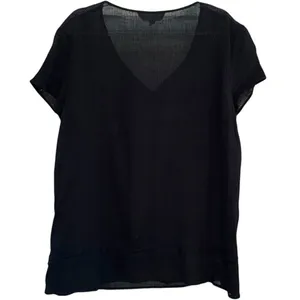 Vince Camuto Short Sleeve Top, Tunic Blouse Womens Size Medium Black thumbnail 2