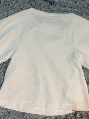 Anthropologie Maeve White Puff Sleeve Ribbed Top thumbnail 4