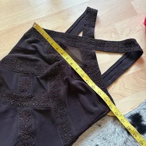 Vintage Cache Brown Dress Bronze Beading Mesh Cutouts Size 8 Formal‎ thumbnail 7