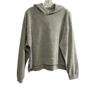 Aerie Women's Gray Ribbed Hoodie Sweatshirt Size M Relaxed Fit‎ thumbnail 12