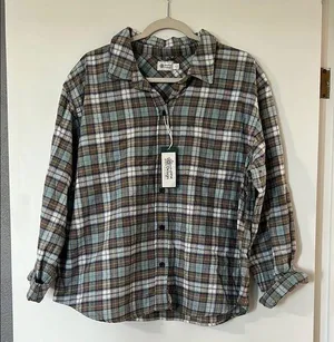 Alpine Design Blue and Brown Button Down Shirt Plaid Pattern thumbnail 1