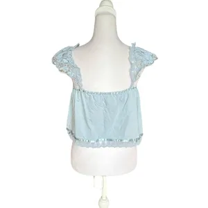 Anthropologie Tiny Daphne Lace Tank Blue Flutter Strap Womens Size Medium thumbnail 4