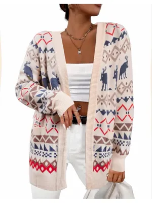 NEW Ugly Christmas Cardigan Knit Sweater Cardigans Oversized S thumbnail 1