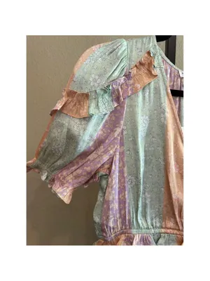 Size S Anthropologie Current Air Color Block Floral Midi Dress thumbnail 9